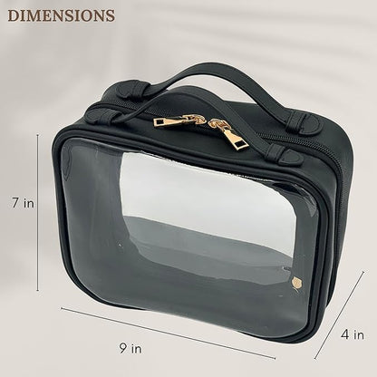 JAZD Clear Makeup Bag Toiletry Bag for Women Cosmetic Case Large Capacity Travel Make Up Bag Organizer Transparent Storage Compartment TSA Approved