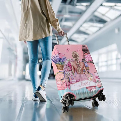 Travel Luggage Cover Suitcase Protector Fits 18-32 Inch Wheel Covers PatternedTravel Related Items Flower Luggage Protector Elastic L