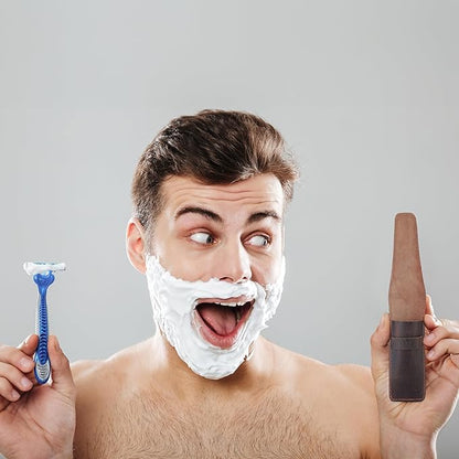 Leather Safety Razor Case Shaving Accessories Straight Safety Razor Holder for Double Edge Personal Care Essentials Handmade Shaver Case for Travel (Brown)