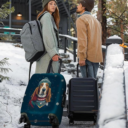 FOREVER QUEEN Basset Hound Luggage Cover Suitcase Protector Suitcase Cover Anti-Scratch,Stretchable Bag Cover Washable Durable Polyester