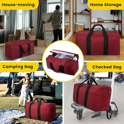 Vorspack Extra Large Duffle Bag for Travel - 100L Duffel Bag for Men Gear Bag for Storage Foldable Weekender Bag for Overnight Camping - Red