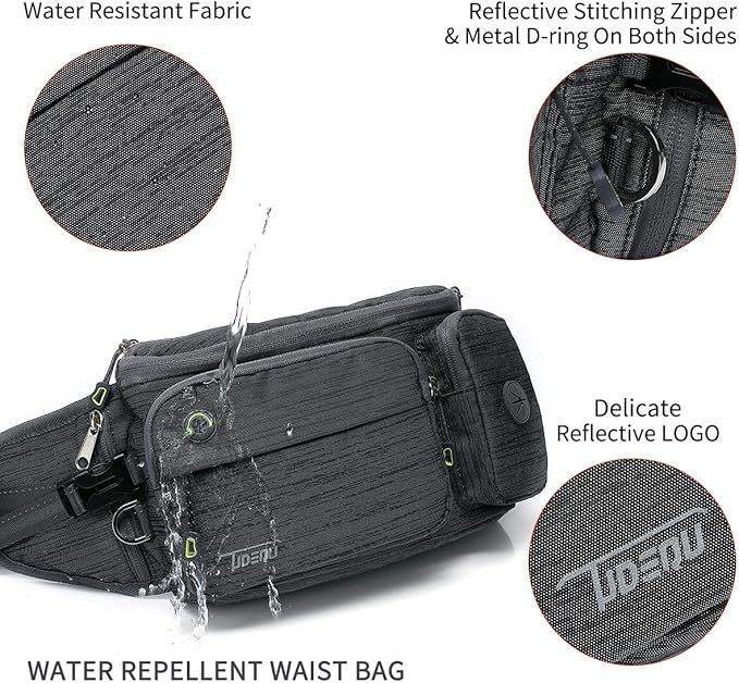 TUDEQU Hiking Fanny Pack for Men Women Large Hiking Waist Packs Mens Fanny Pack Crossbody Waist Bag for Men for Travel