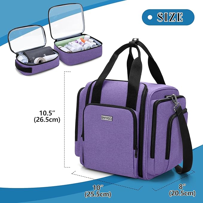 BAFASO Large Pill Bottle Organizer with 4 Inner Removable Pouches, Medicine Bag Come with Shoulder Strap (Bag ONLY),Purple