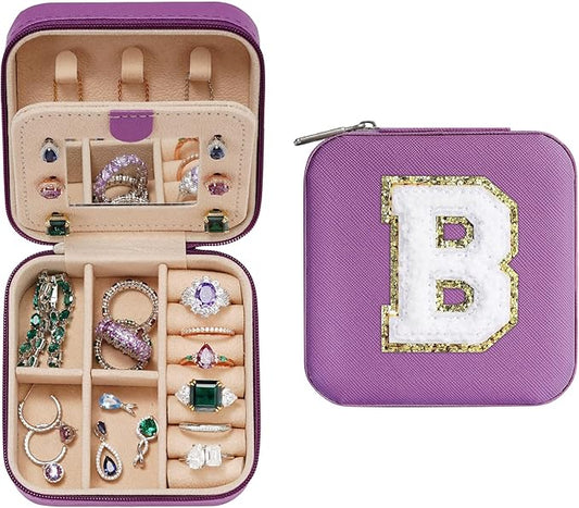 Parima Graduation Gift for Teen Girls - Travel Jewelry Case, Necklace & Earrings Box | Teen Girl Gifts for Graduation - Letter B, Purple