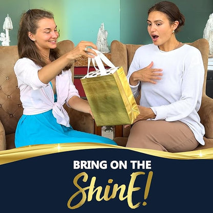 Nush Nush Set of 60 Gold Gift Bags Bulk – Medium Size Reusable Gold Gift Bags With Handles - Perfect Party Favor Bag for Christmas, Wedding, Bachelorette Party Favors and Goodies – 8W x 4D x 10H