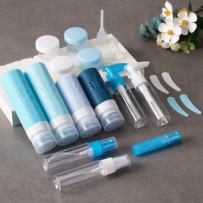 INSFIT 23 Pack Travel Bottles for Toiletries, TSA Approved Silicone Travel Size Toiletries with Toiletry Bag, BPA Free Leak Proof Refillable Travel Essentials for Liquids Shampoo Conditioner Lotion