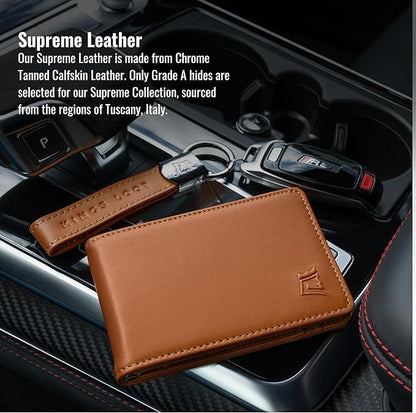 Kings Loot Wallet for Men | Customized Minimalist Slim RFID Blocking Leather Design with Cash Pocket & Card Pull Strap | Holds 1-15 Cards | Stylish & Durable Wallets