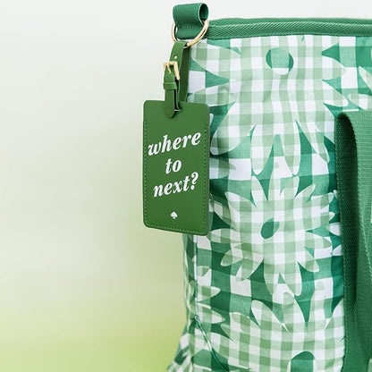 Kate Spade New York Vegan Leather Luggage Tag for Women, Durable Suitcase ID Tag, Where to Next