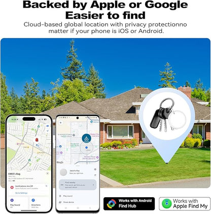 Eelexa Smart Tag Tracker, Dual System Air Tracker Tag for iOS and Android, Compatible with Apple Find My or Google Find Hub Smart Keys Finder Item Locator with Waterproof&Light (White-1Pack)