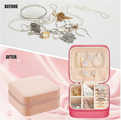 Taiyin 6 Pcs Travel Jewelry Case Box Bridesmaid Gifts Bulk Travel Jewelry Cases Boxes Small Jewels Organizers Mini Accessories Ornaments Storage for Women Girls Wedding Gifts (Pink,Rose Red)