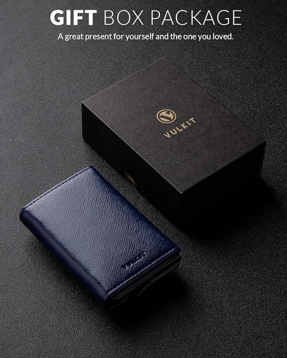 VULKIT Pop up Wallet Minimalist Cash Wallets RFID Blocking Leather Smart Credit Card Holder with Magnetic Closure for Men