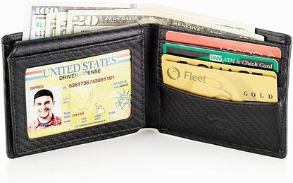 Stealth Mode Leather Bifold Wallet for Men With ID Window and RFID Blocking
