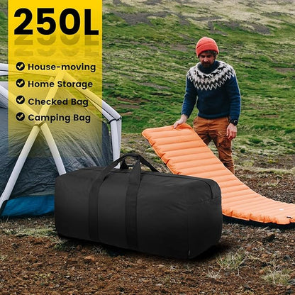 Vorspack Extra Large Duffle Bag for Travel - 250L Duffel Bag for Men Gear Bag for Storage Foldable Weekender Bag for Overnight Camping - Black