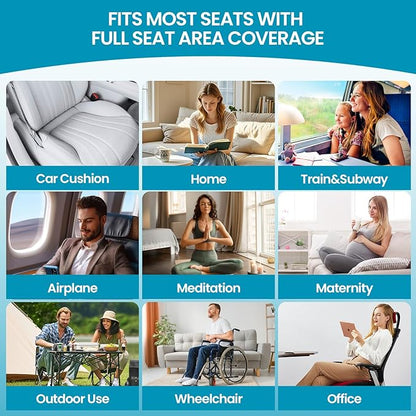 Sondor Travel Cushion, Inflatable seat Cushion, Suitable for Airplane Seats, Long-Distance Travel, Office wheelchairs and Other Portable seat Cushions (Black)