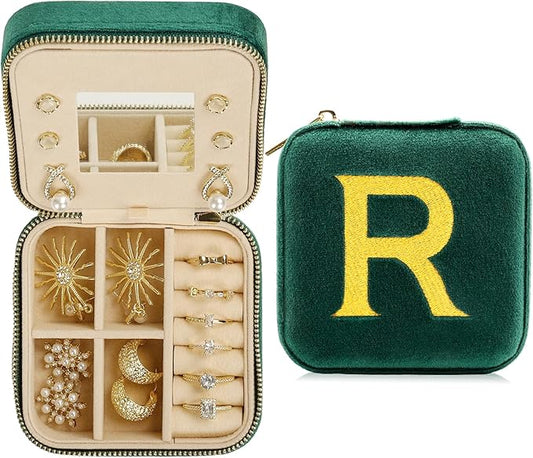 Jenria Christmas Gift for Women, Travel Jewelry Case for Women, Jewelry Organizer, Jewelry Box, Unique Gifts, Personalized Gifts for Her, Birthday Gifts for Mom, Teen Girl, Girlfriend, Green, R