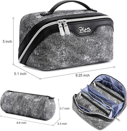 BOYATU Travel Makeup Bag Cosmetic Bags for Women: 3 Sets Large Capacity Make up Bag - Portable Toiletry Bags with Handle for Women(F-3-Black)