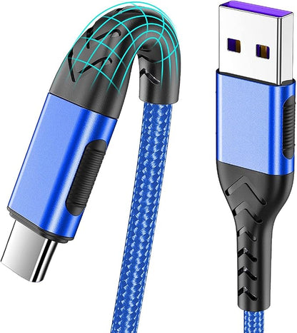 Durcord USB C Fast Charging Cable, Upgraded 2Pack 6ft USB C Charger for Android Phone Pad, Type C Charger Braided USB Cable Compatible with iPhone 15/Pro/Plus/Max - Blue