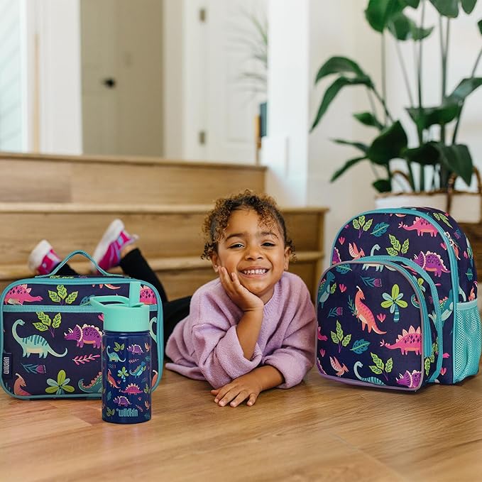Wildkin 12-inch Kids Backpack – Padded, Adjustable, Ideal for Daycare & Travel - Darling Dinosaurs