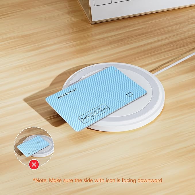 WHEREMYLUV-Item-Finder-for-Wallet, Ultra Thin Bluetooth Tracker Card Compatible with Apple Find My, Rechargeable GPS Locator, IPX8 Waterproof, Slim Smart Card for Men & Women (Blue)