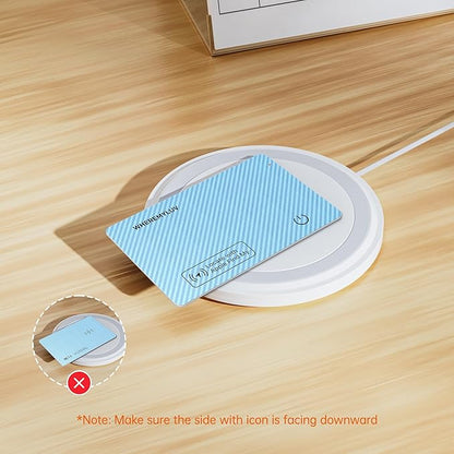 WHEREMYLUV-Item-Finder-for-Wallet, Ultra Thin Bluetooth Tracker Card Compatible with Apple Find My, Rechargeable GPS Locator, IPX8 Waterproof, Slim Smart Card for Men & Women (Blue)