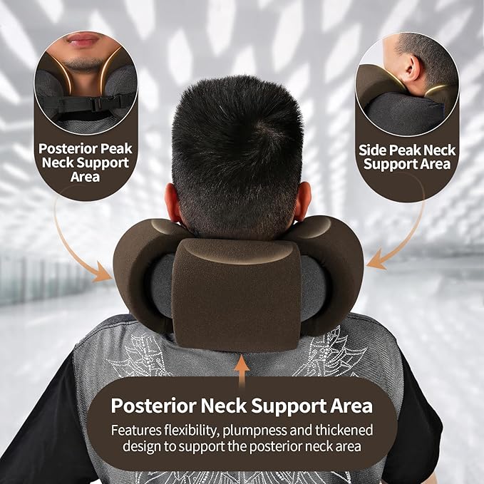 3-Ring Memory Foam Travel Neck Pillow It has obtained a Patent. The Three Rings can be movably Adjusted to Provide Flexible Support for The Neck, Head, and Other Areas.Brown