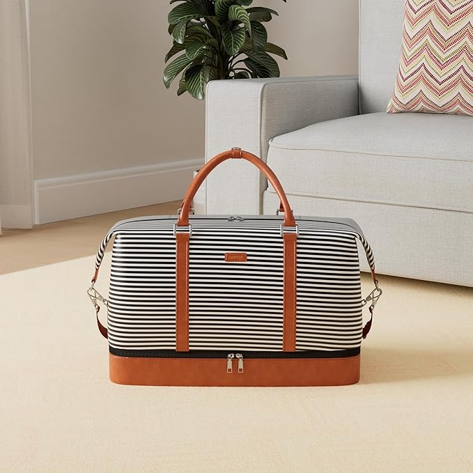 IBFUN Weekender Bags for Women, 21" Weekender Travel Bag, Travel Duffle Bag with Shoe Compartment Carry on Overnight Duffel Bag for Weekend Travel Business Trip