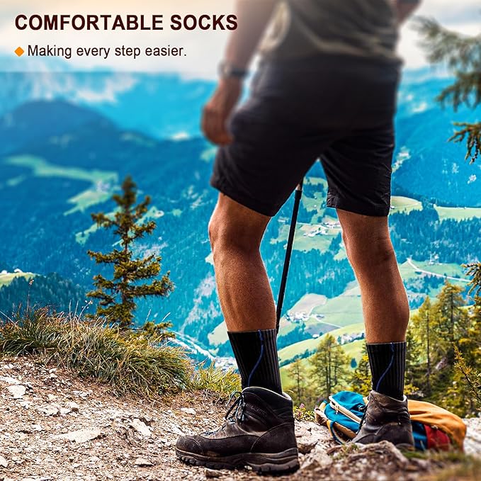 BULLIANT Compression Socks for Men 6Pairs, Athletic Crew Socks Cushioned For Men Sports Running-Arch Support