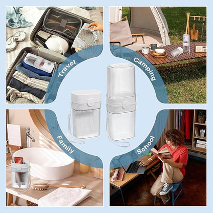 uxcell Travel Toothbrush Case Set, Leakproof Soap Holder with Lid and Portable Travel Toothbrush Holder for Bathroom, Gym, Business Trip, Camping (White)