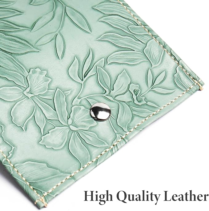 Pill Organizer,LIZIMANDU Weekly Travel Pill Case Box Medication Reminder Daily AM PM, Day Night 7 Compartments,for 4 Times A Day, 7 Days a Week-Includes Leather PU Carrying Case(1-Carved Green)