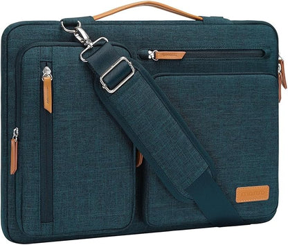 MOSISO 360 Protective Laptop Shoulder Bag,15 inch Computer Bag Compatible with MacBook Air M4 M3 M2/Pro A1990 A1707, Dell XPS Plus,Side Open Messenger Bag with 4 Zipper Pockets&Handle, Teal Green