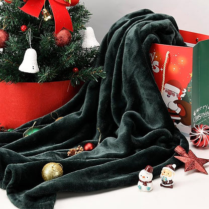 EverSnug Limited Edition Travel Blanket and Pillow - Ultra-Soft, Compact & Lightweight, 65x40 Inches, with Carry Case, Luggage Sleeve & Backpack Clip (Holiday Edition Forest Green)