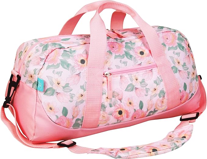 JumpOff Jo by Wildkin Overnighter Duffel Bag – Lightweight Travel Bag for Kids - Floral Watercolor