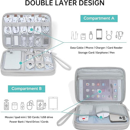 CILLA Electronics Organizer Travel, Travel Cord Organizer Case, Compact Electronics Accessories Bag for Cable, Cord, Charger, Phone