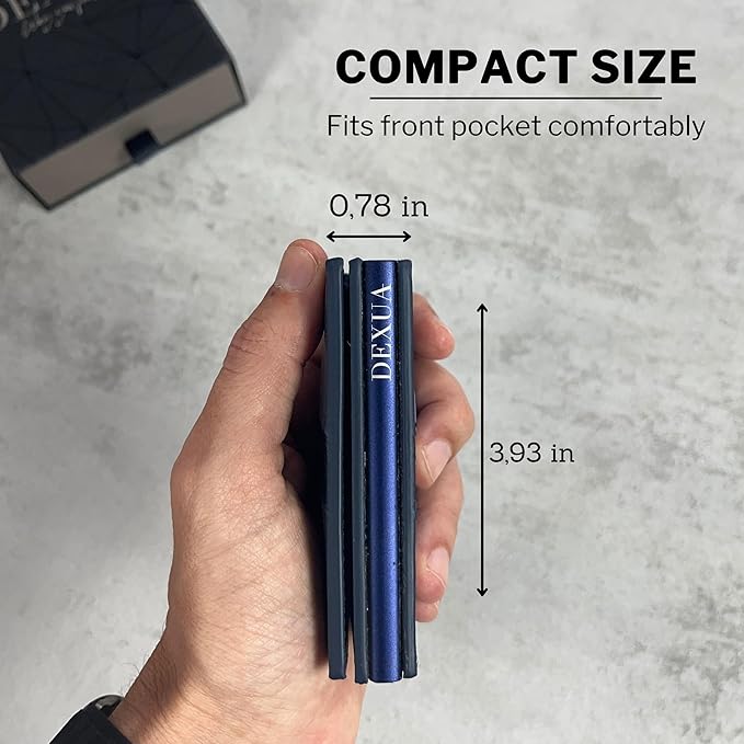 Mens Wallet, Premium Leather Slim Wallet, RFID Blocking Pop-Up Card Holder, Extra Credit Card Slots, Cash Slot, Magnetic Closure, Christmas Gift Ready Gift Box Included