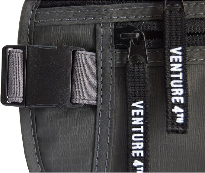 VENTURE 4TH Slim Minimalist Design RFID Money Belt with RFID Blocking Sleeves, for Men and Women – Ideal for Keeping Your Cash, Credit Card, Passport, Phone Secure When Traveling - Gray