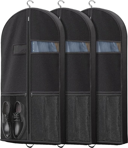 Travel Garment Bag with Zipper Pocket, Suit Bag for Suits, Dresses, Coats