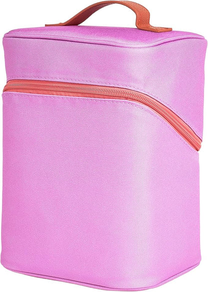 Erin Condren Tall Organizer Case, Stylish Orchid Multi-Purpose Travel Case, Removable Dividers and Sturdy Vegan Leather Handle, Carry Toiletries, Makeup, Jewelry and More