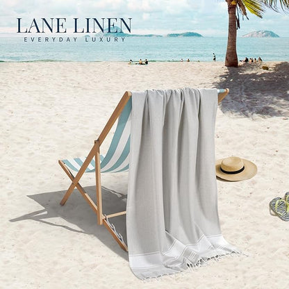 LANE LINEN Oversized Beach Towels 4 Pack – Pre-Washed, Extra Large, Quick Dry, No Sand, Absorbent Pool Towels for Adults, 39"x71", Grey