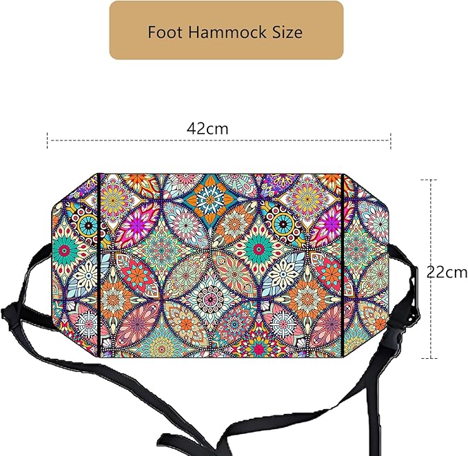 Airplane Foot Hammock for Plane Travel Ajustable Foot Rest for Plane Comfort Sling Airplane Gadgets for Adult Long Fling,Plane Travel Essentials (Lush Datura)
