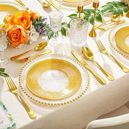 KINGSTONE 40 Piece Teardrop Silverware Set for 8, 18/10 Stainless Steel Flatware Set, Modern Design Cutlery Set for Home/Hotel/Wedding,Mirror Polished and Dishwasher Safe, Gold