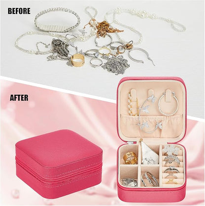Taiyin 6 Pcs Travel Jewelry Case Box Bridesmaid Gifts Bulk Travel Jewelry Cases Boxes Small Jewels Organizers Mini Accessories Ornaments Storage for Women Girls Wedding Gifts (Rosy)