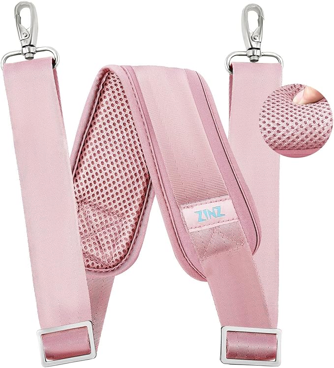 ZINZ 79 inch Shoulder Strap, Extra-thick Fixed Cushion Pad and Dual Clasps Universal Replacement Strap with Metal Swivel Hooks for Laptop Bags, Luggage Bags, Camera, Crossbody (200cm,Pink)