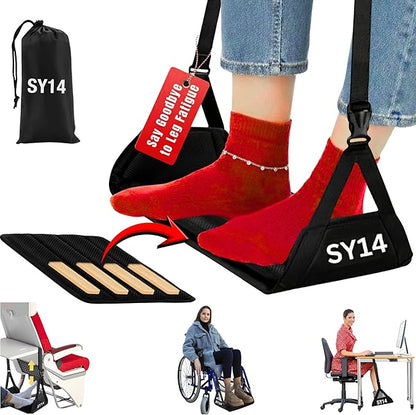 Premium Airplane Foot Hammock – Foot Hanger for Flights Portable Foot Rest for Air Travel Memory Foam Leg Rest Travel Under Desk Foot Hammock for Travel Gift Men Women Wheelchair footrest Christmas