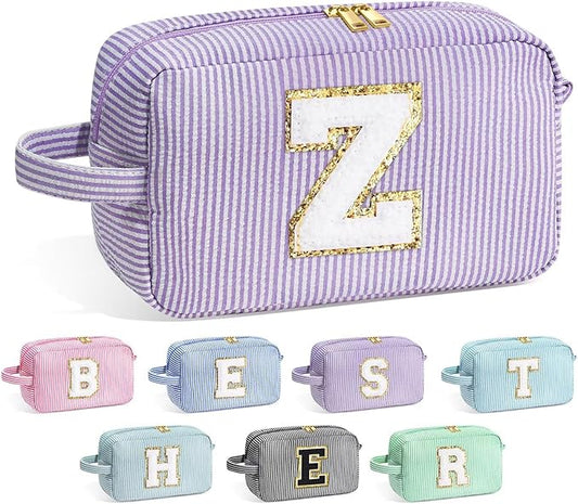 YOOLIFE Birthday Gifts for 4 5 6 7 8 9 10 11 12 13 14 15 16 Year Old Girl Gifts, Purple Gifts for Women Teen Girls Kids Her Daughter, Monogram Initial Girls Makeup Bag, Letter Z