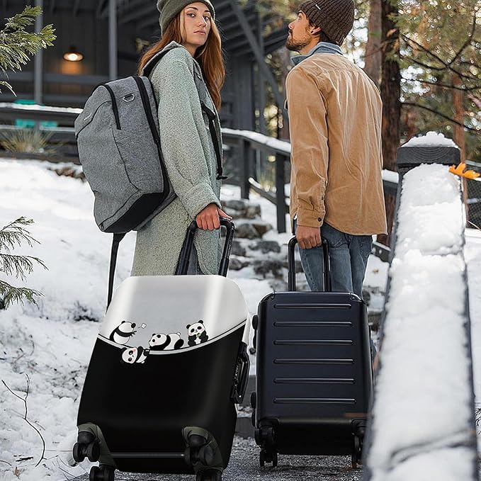 ANNA QUEEN Panda Family Luggage Cover, Cute Panda Design Suitcase Protector, Stretchable Washable Travel Sleeve for 32-34 Inch Luggage