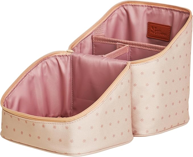 Erin Condren Tall Organizer Case, Multi-Purpose Travel Case with Stylish Almond Asterisk Design, Removable Dividers and Sturdy Vegan Leather Handle, Carry Toiletries, Makeup, Jewelry and More