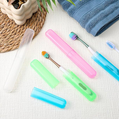 50 Pcs Plastic Travel Toothbrush Case Holder, 4 Colors Portable Breathable Toothpaste Cover Protector for Travel Camping Home School Business