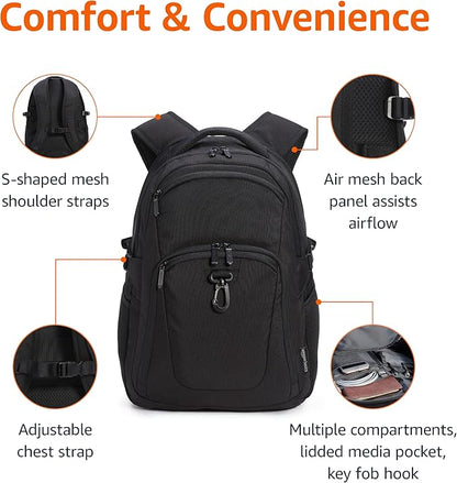 Amazon Basics Travel Laptop Backpack for 15.6 inch Laptop, Black