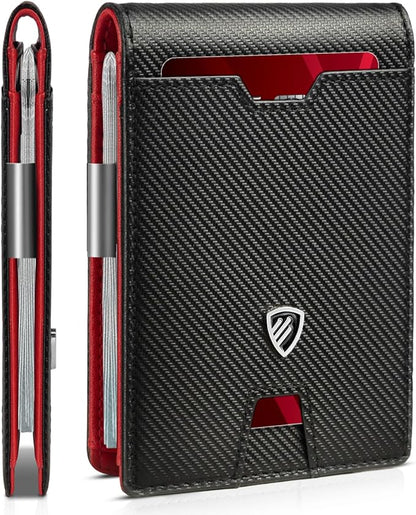 RUNBOX Mens Slim Wallet with Money Clip RFID Blocking Bifold Credit Card Holder for Men with Gift Box