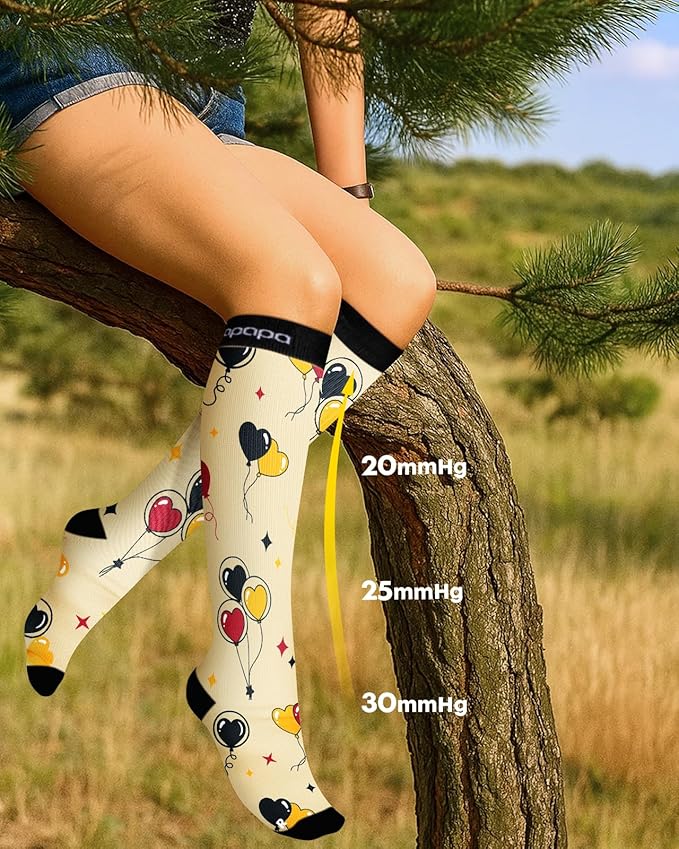 Cute Compression Socks for Women - 3 Pairs 20-30 mmHg Graduated Support Lightweight for Daily Wear Travel Nurse